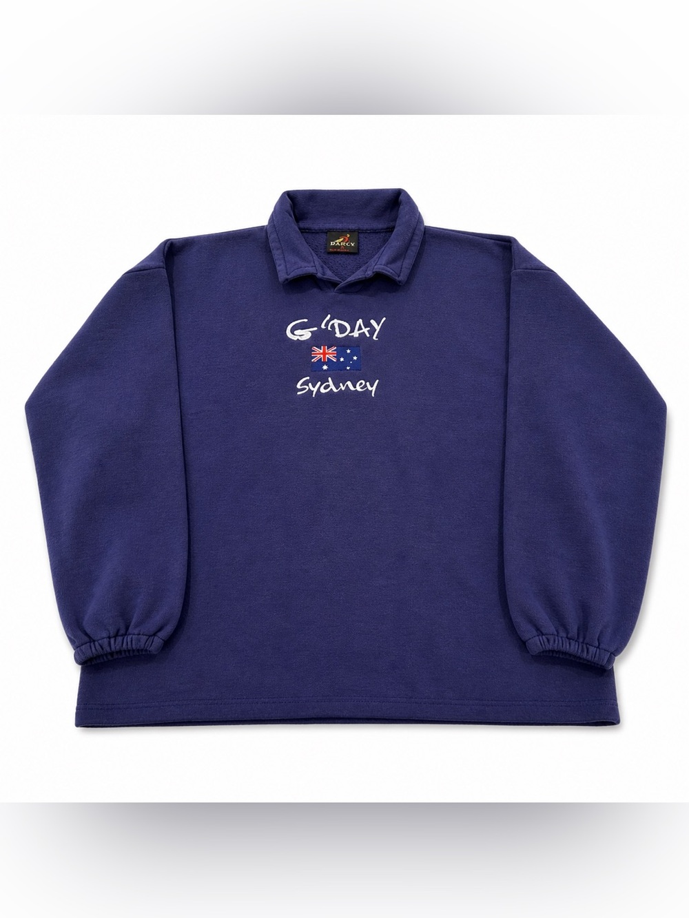 Vintage D'Arcy Blue Fleece Collared Pullover Sweater XL - 90s